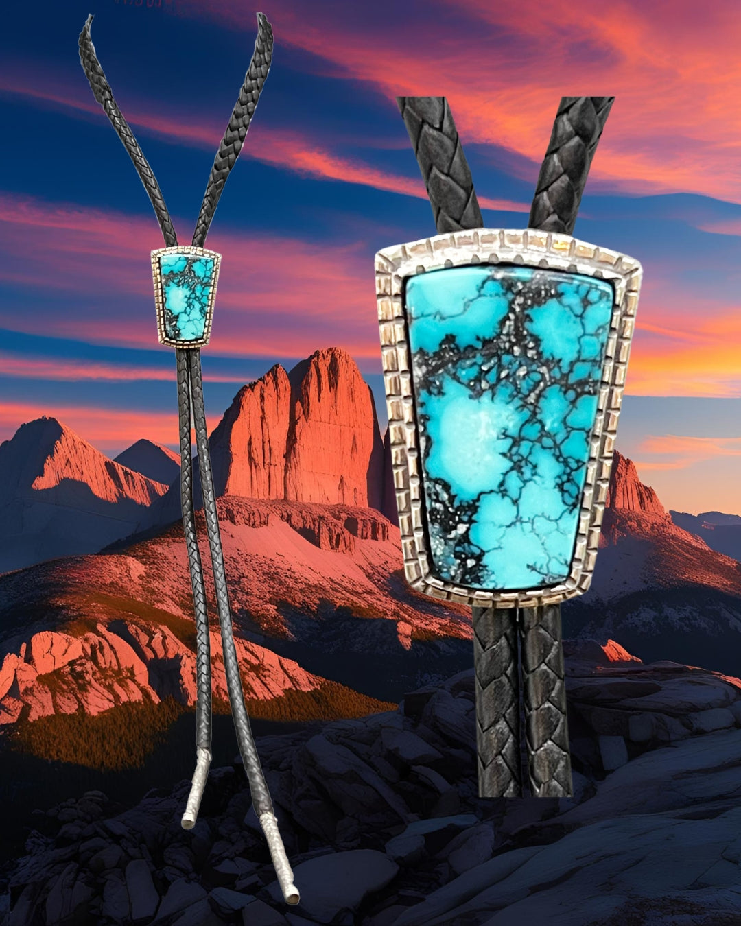 Turquoise "Lightning Sky" Bolo Tie