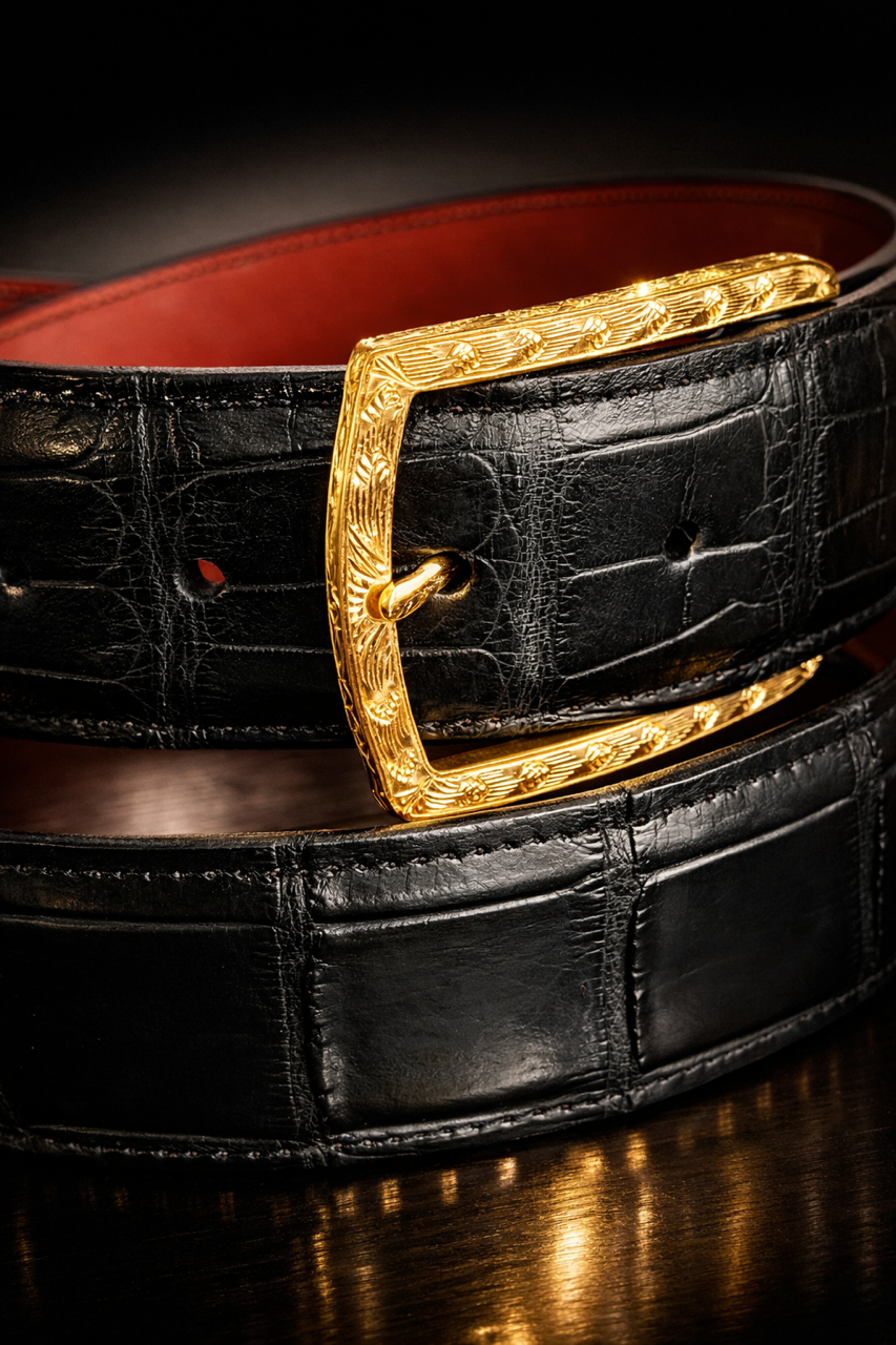 18k Solid Gold Engraved Buckle
