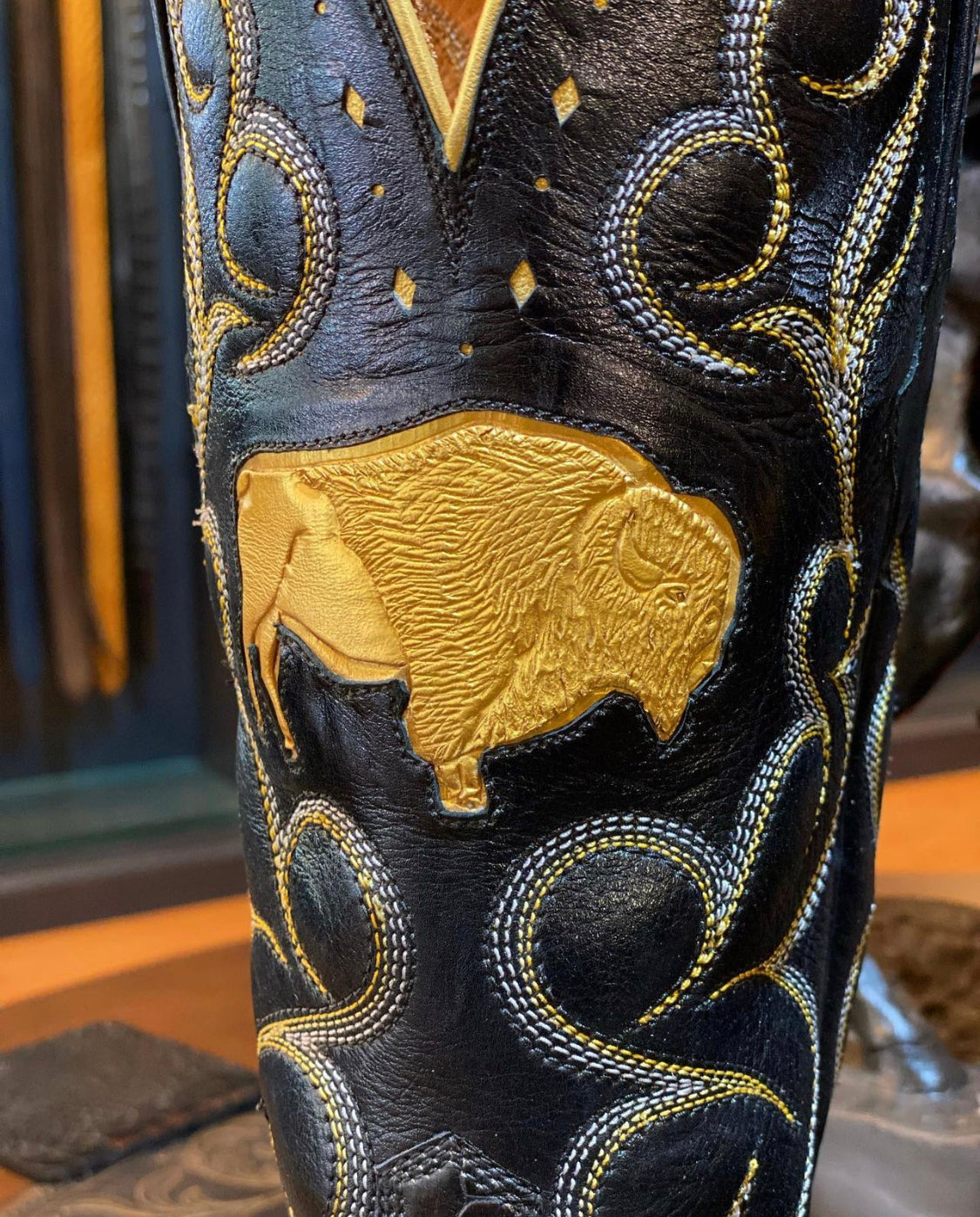 Black Alligator "Buff" American Alligator Boots