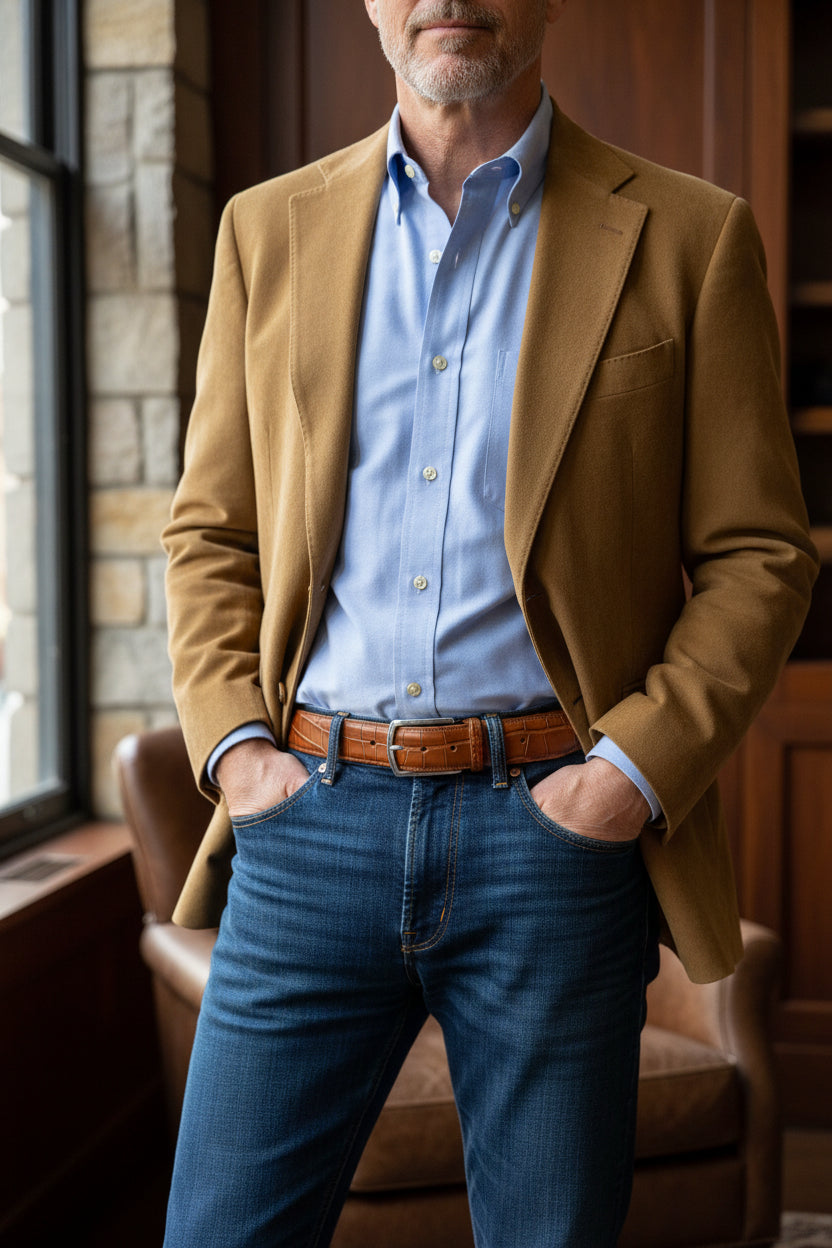 Matte/Soft Alligator Belt Strap With Complementary Buckle