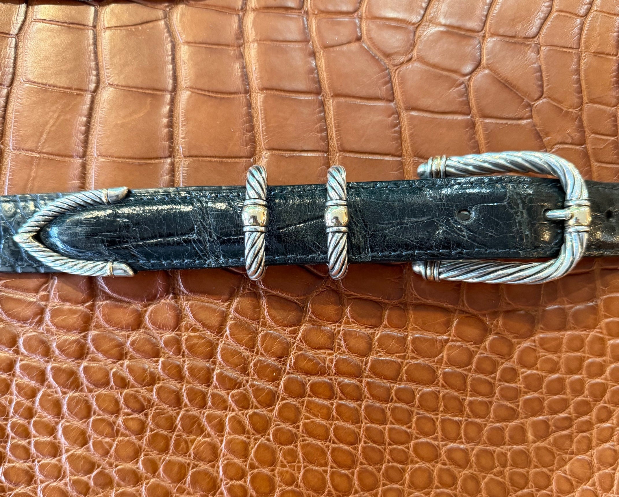 14k Gold and Sterling silver 4 Piece Silver Buckle Set