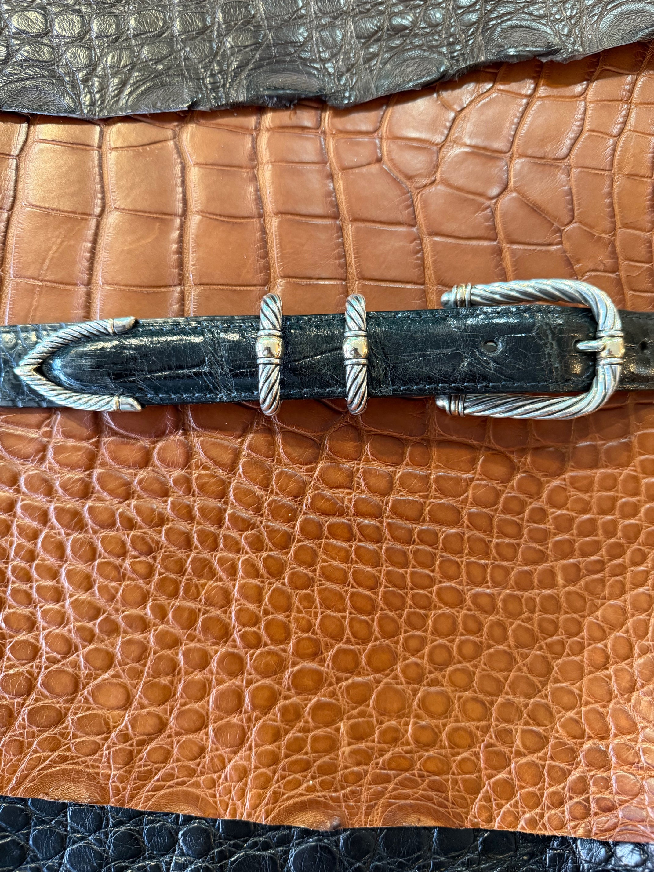 4 Piece Sterling Silver and 14k Gold Buckle Set