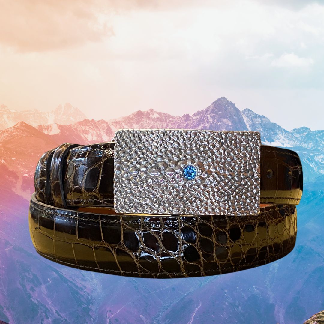 “Sterling Stingray with Topaz” Silver Buckle