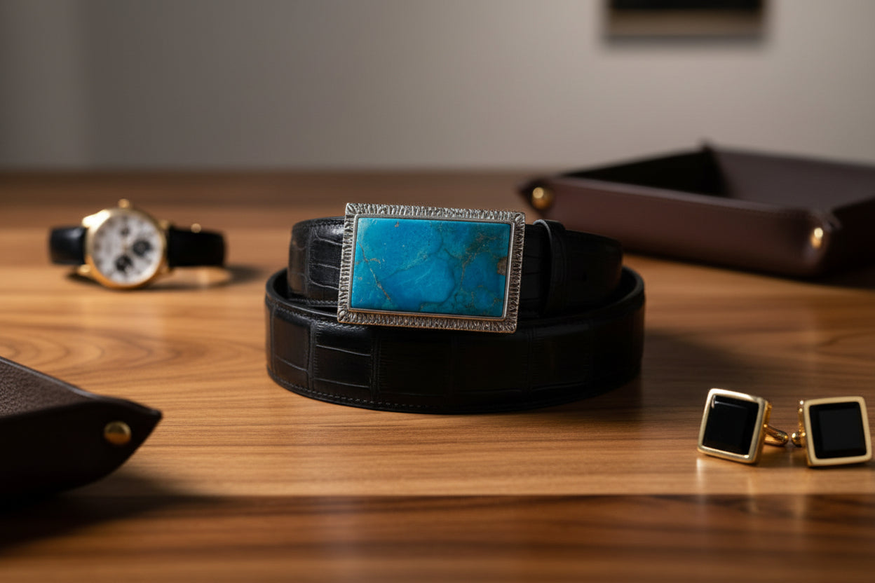 "Big Sky" Turquoise and Sterling Silver Buckle