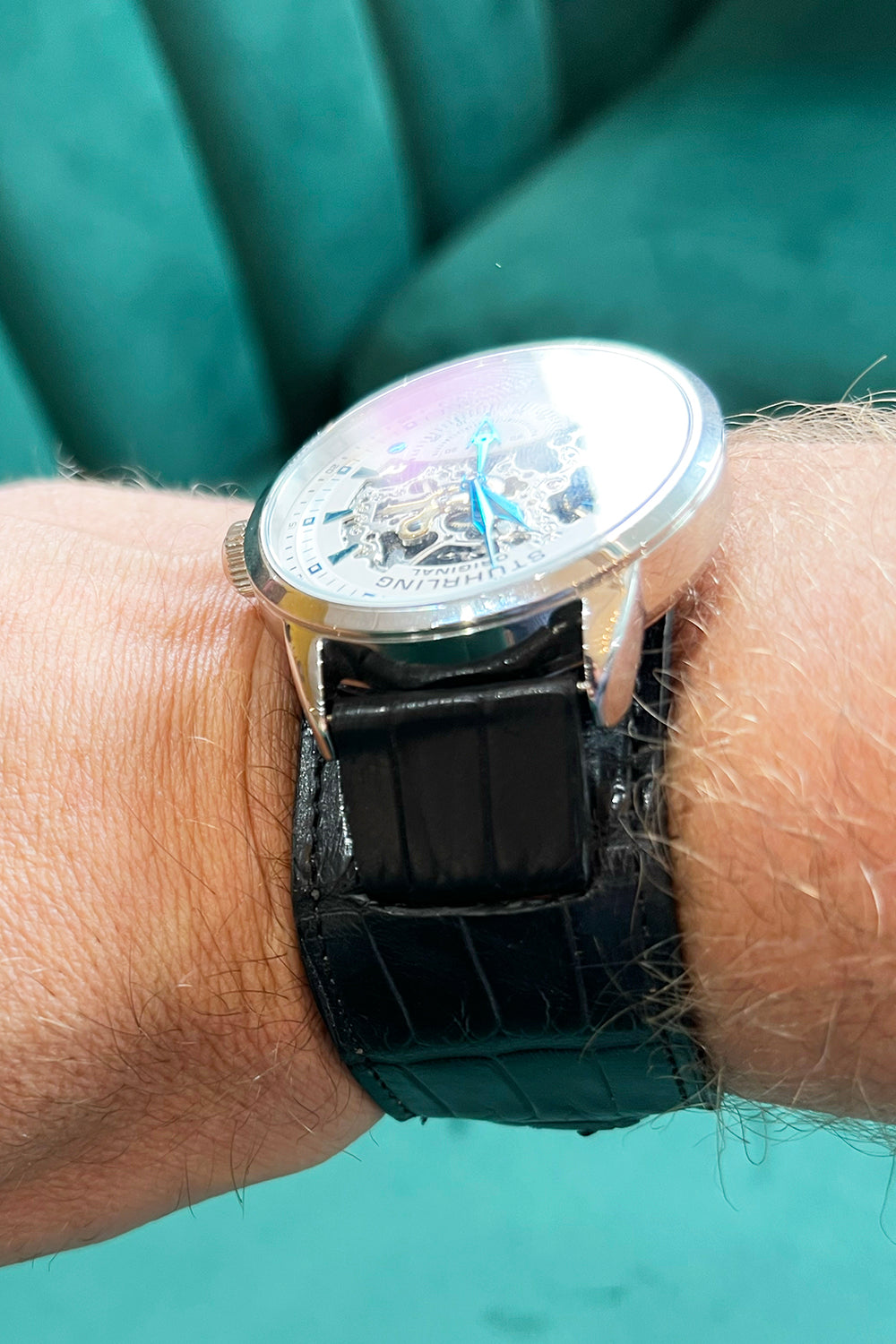 Black Matte Alligator Cuff Watch Strap