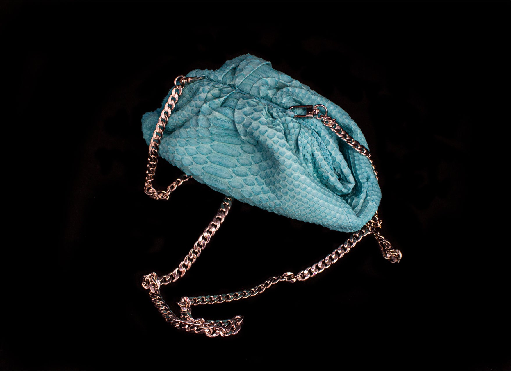 Turquoise Python Soft Clutch