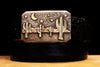 Bohlin "Arizona Cactus, Moon and Stars" Silver and Multi Color Gold Buckle