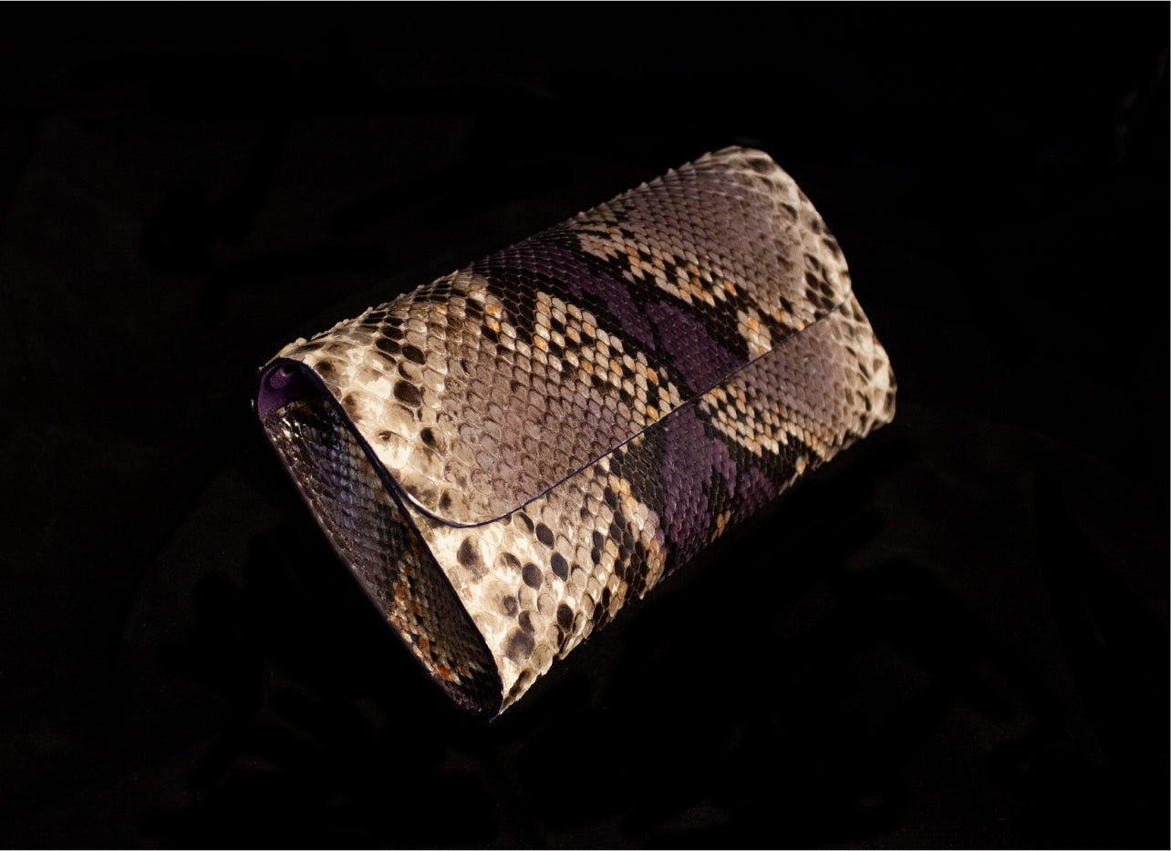 Natural and Purple Python Clutch