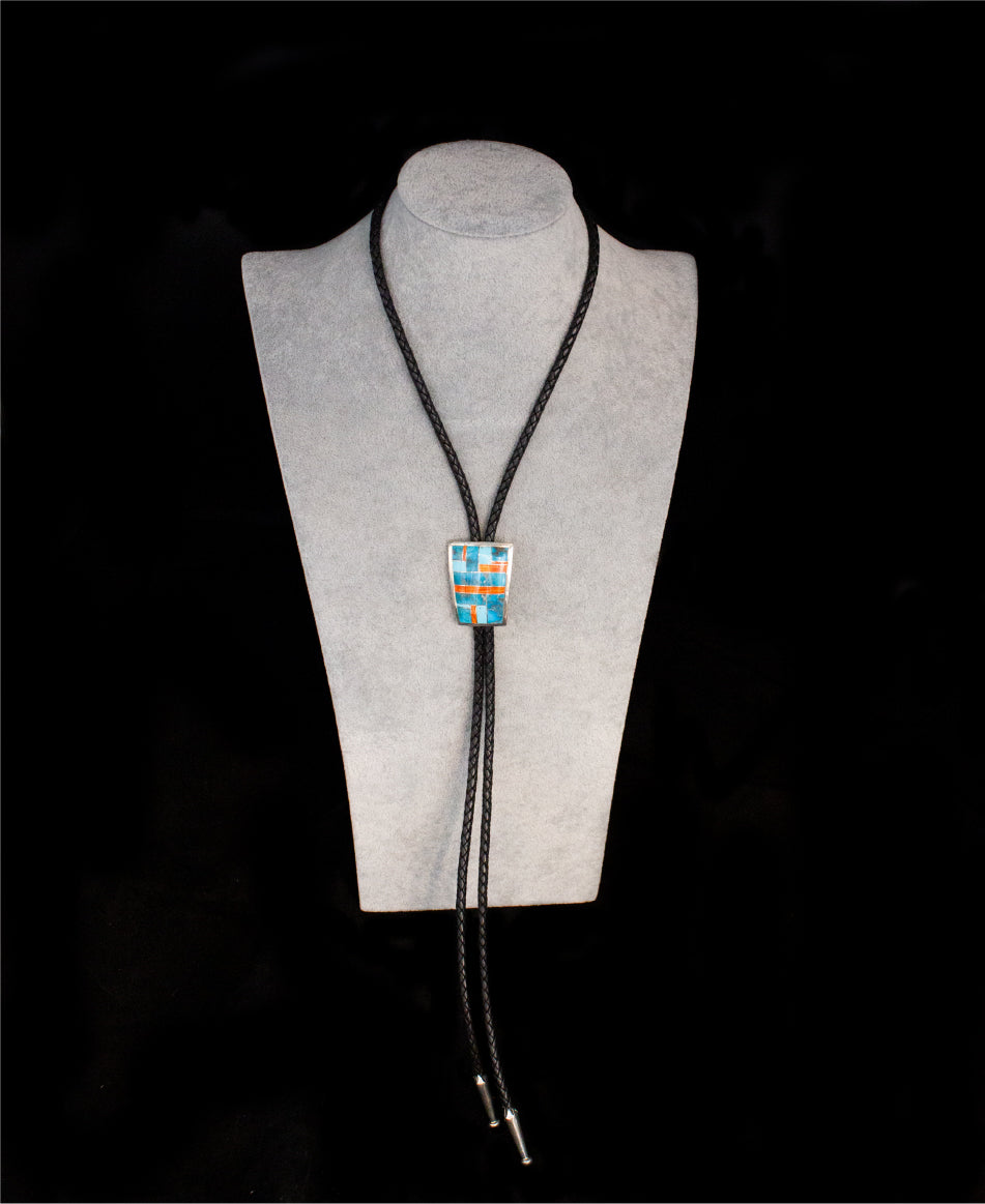 Turquoise Inlaid Stone Bolo Tie
