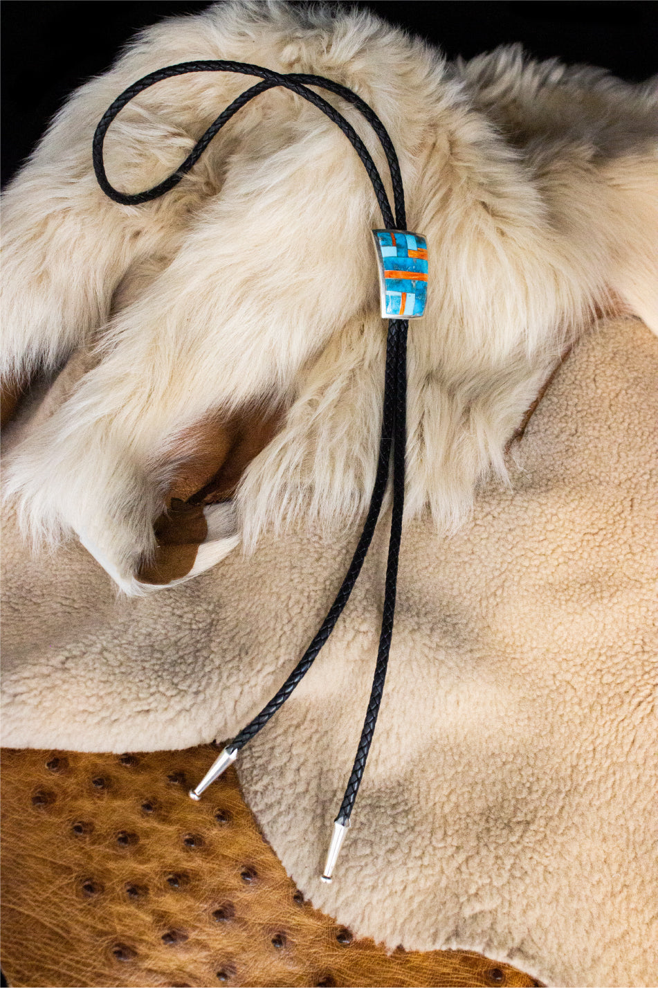 Turquoise Inlaid Stone Bolo Tie