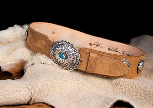 Ladies Concho Belt with Turquoise Buckle