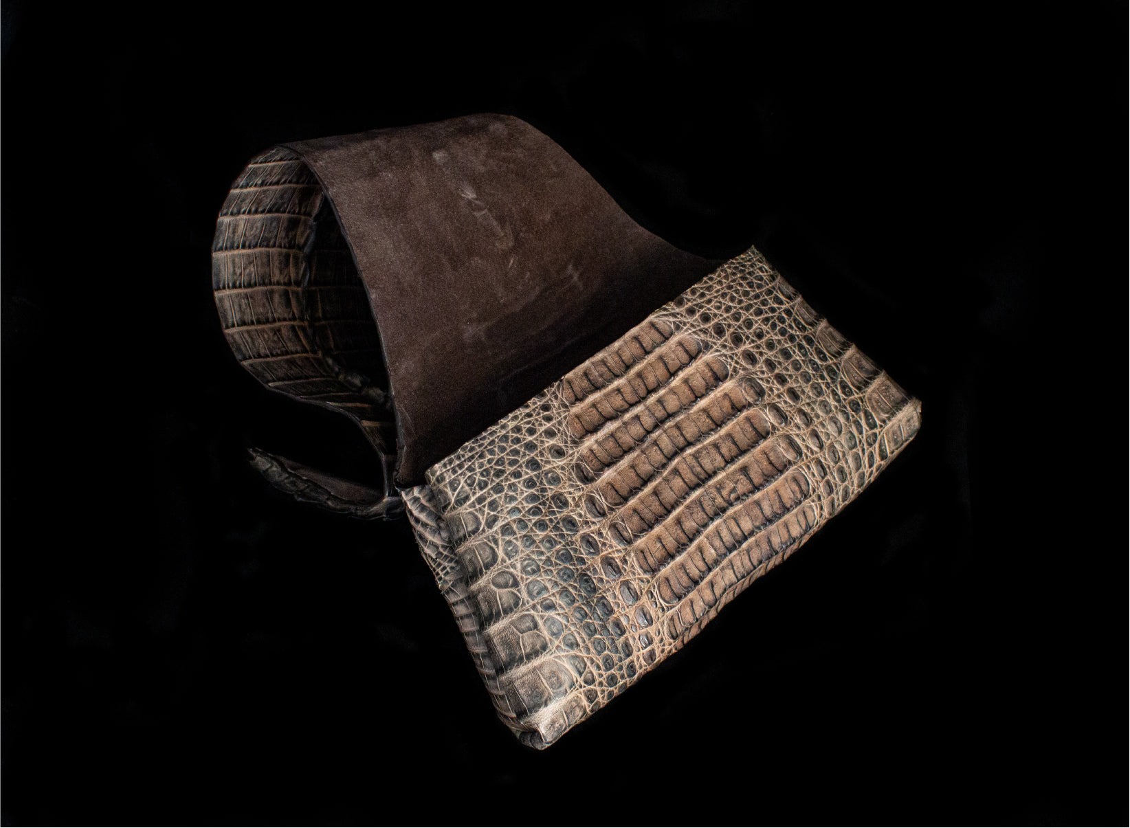 Chocolate Hornback Crocodile Wrap Around Clutch