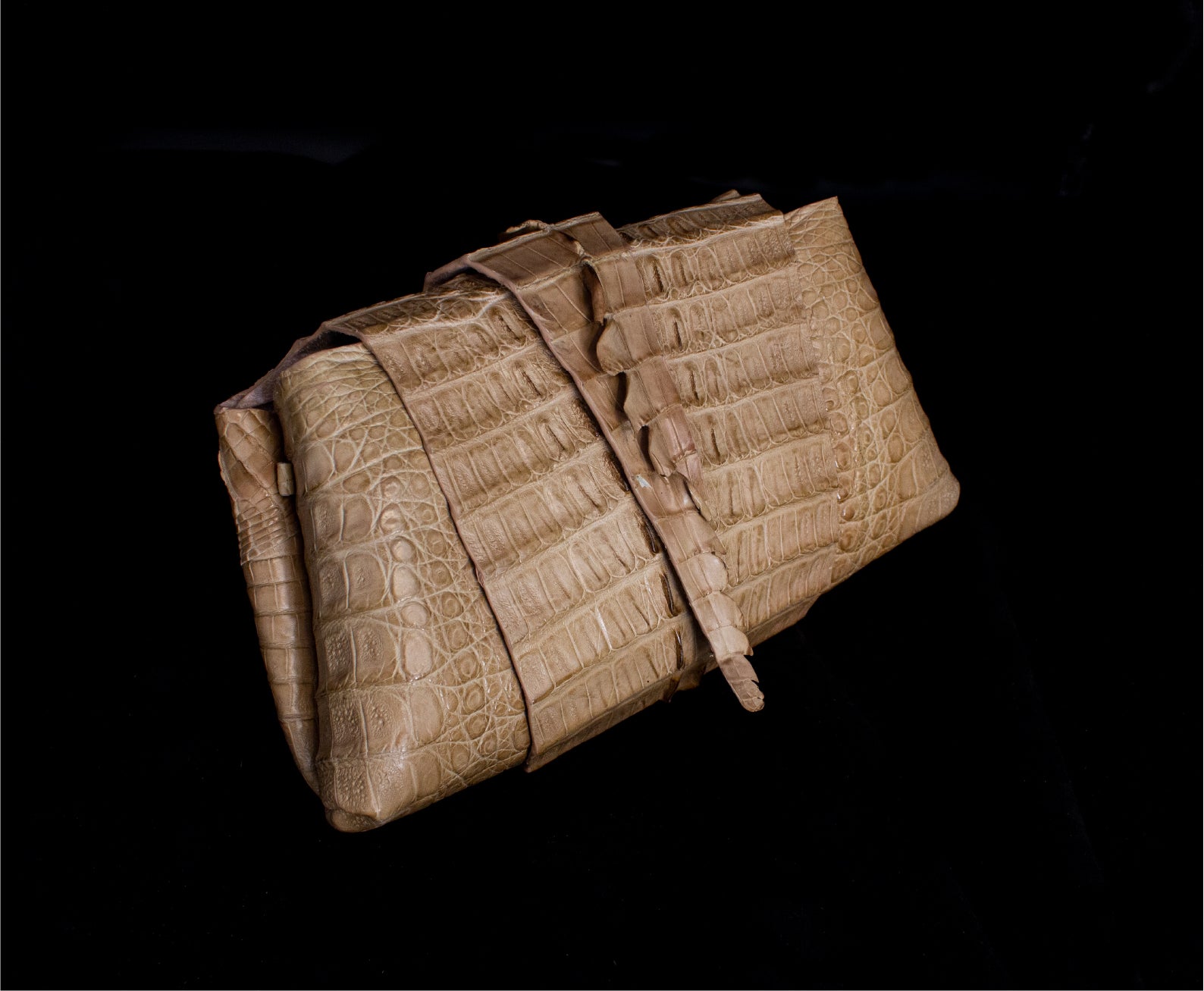 Natural Hornback Crocodile Wrap Around Clutch