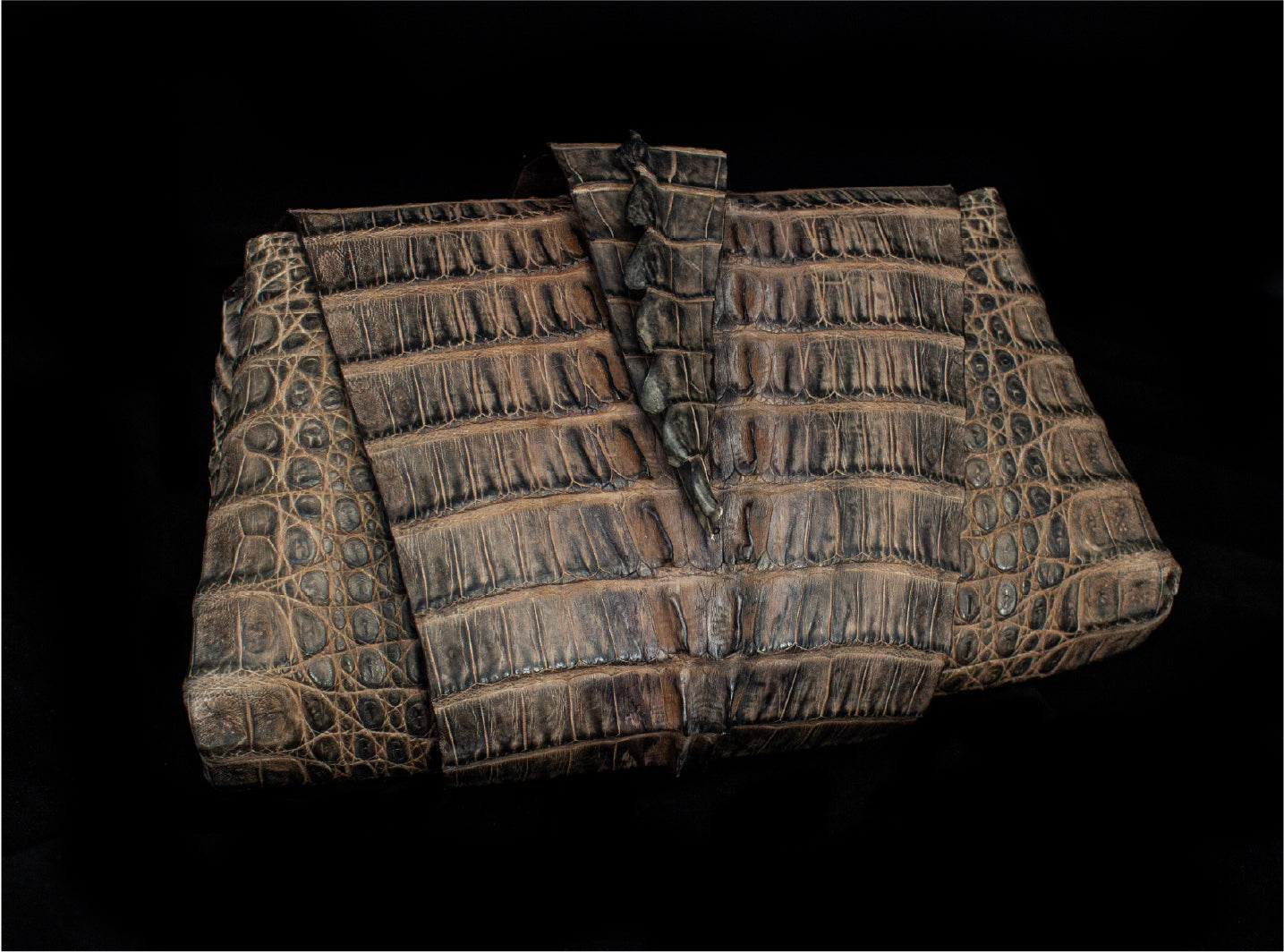 Chocolate Hornback Crocodile Wrap Around Clutch