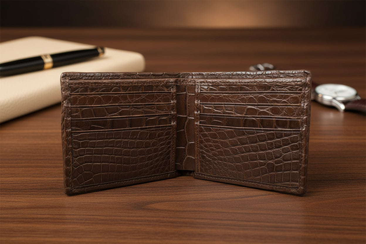 Matte Brown “President” Full Alligator Wallet