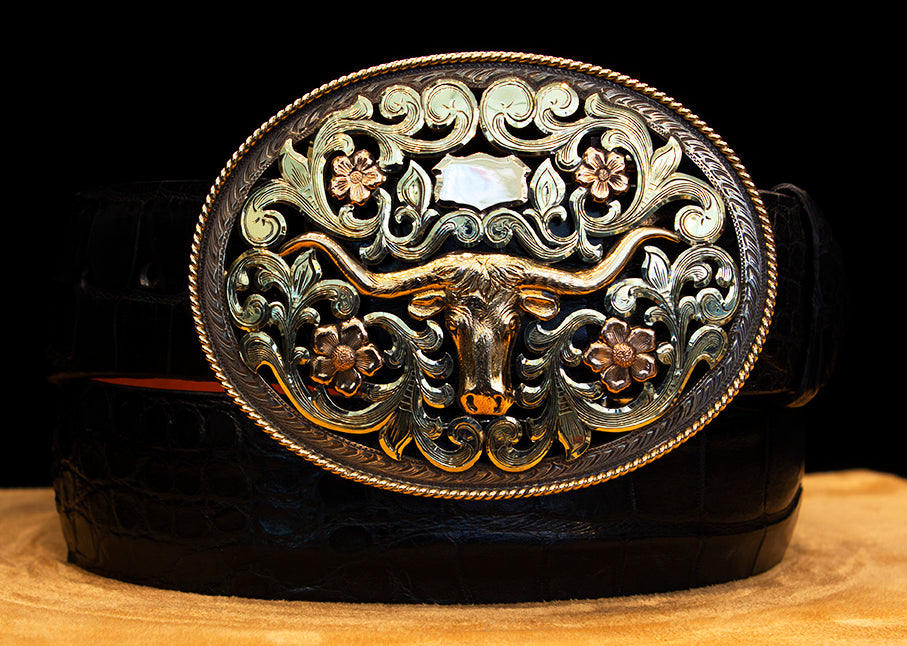 Bohlin "Steer" 3 Color Gold Buckle