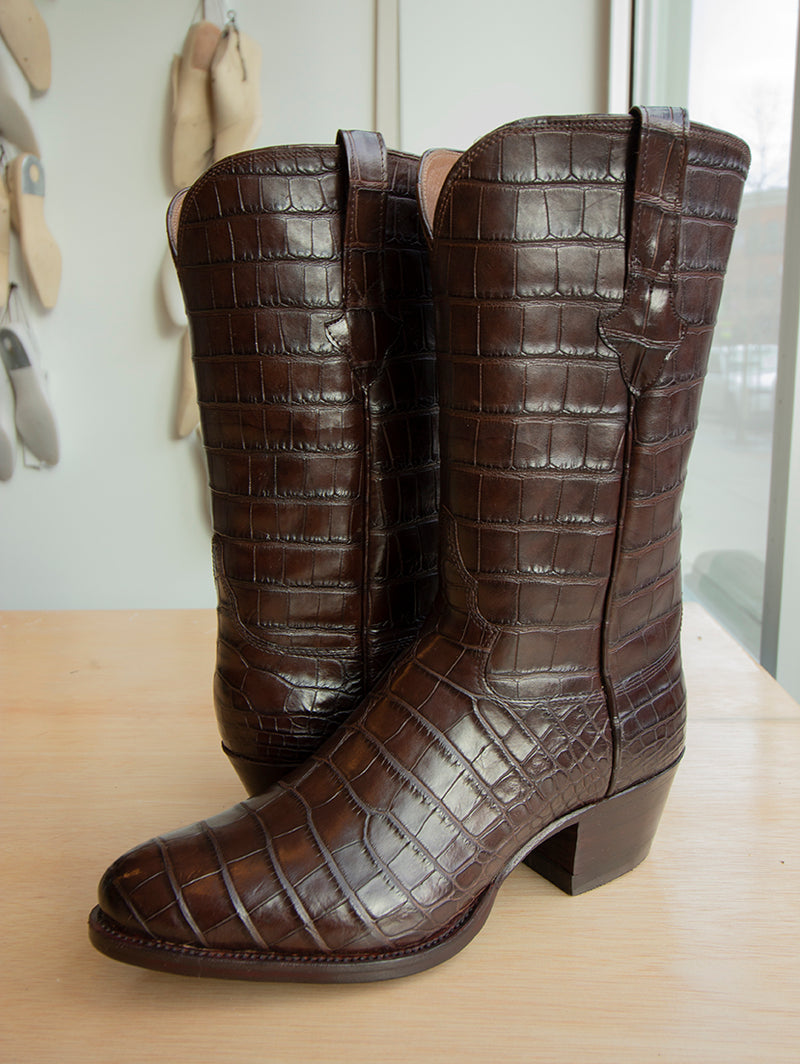 Full American Alligator Boots in Brown Matte