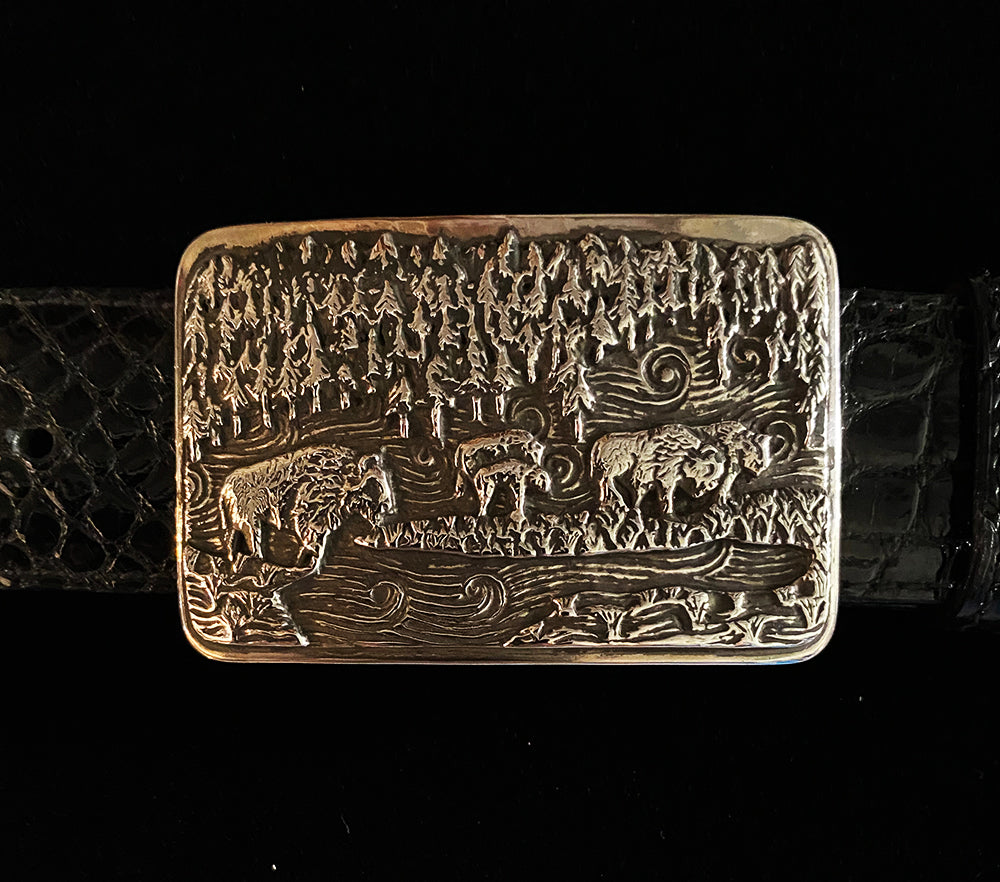 "Colorado" Limited Edition Sterling Silver Buckle with Chocolate Alligator Belt