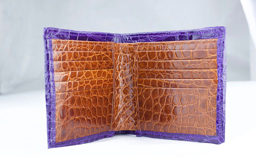 Alligator Wallet "President" Purple and Cognac