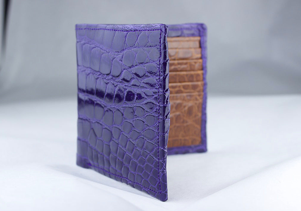 Alligator Wallet "President" Purple and Cognac