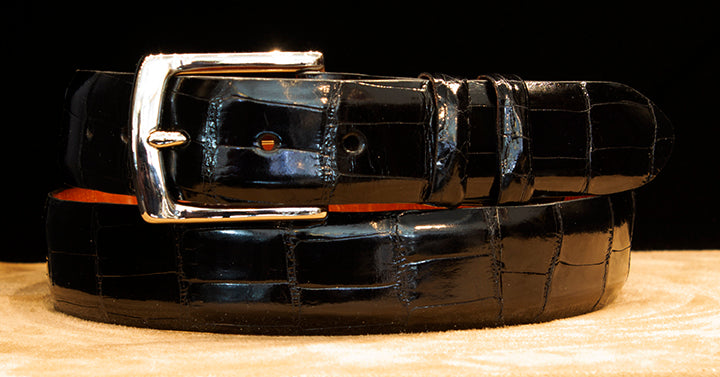 Black Alligator Dress Belt