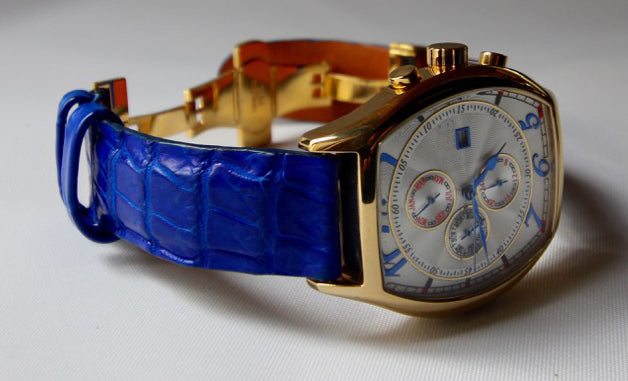 Electric Blue Alligator Watch Strap