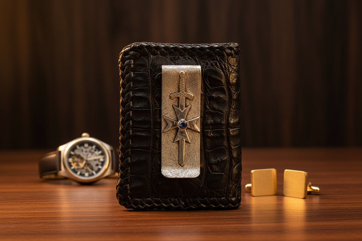 "Salvatore" Money Clip Credit Card Wallet in Blue