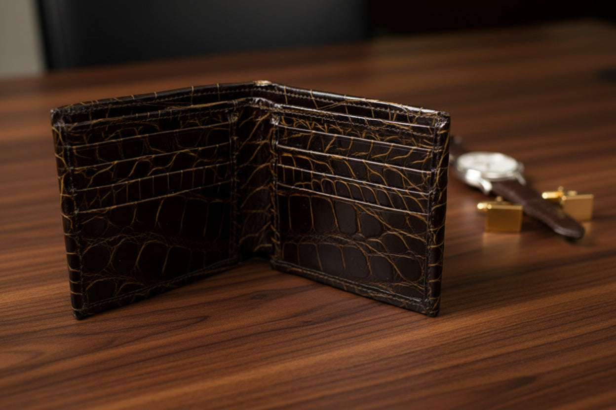 Chocolate “President” Full Alligator Wallet