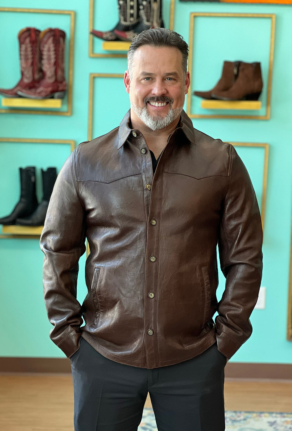 Chocolate Leather Shirt Jacket