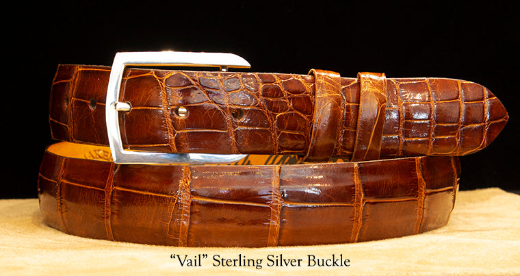 Cognac Alligator Dress Belt