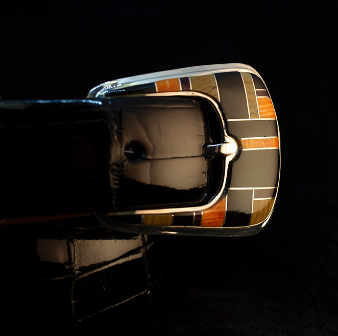 BG Mudd "Copper Mountain" 4 Piece Sterling Silver and Stone Inlay with Alligator Belt