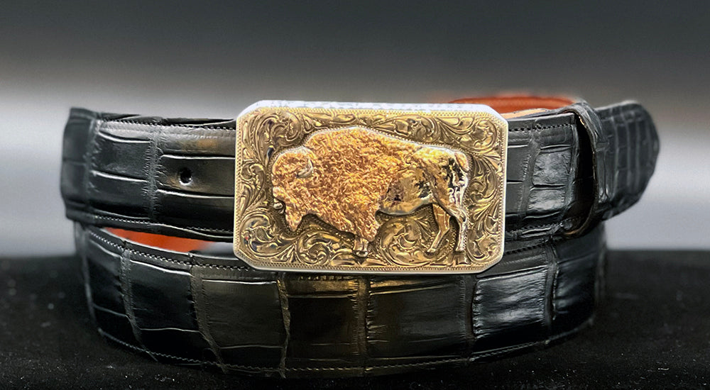 Bohlin "White Buffalo" Silver and Two Tone Gold Buckle