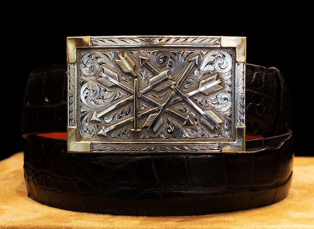 ~Limited Edition~ Clint Orms "Golden Broken Arrow" Sterling Silver and Gold Belt Buckle