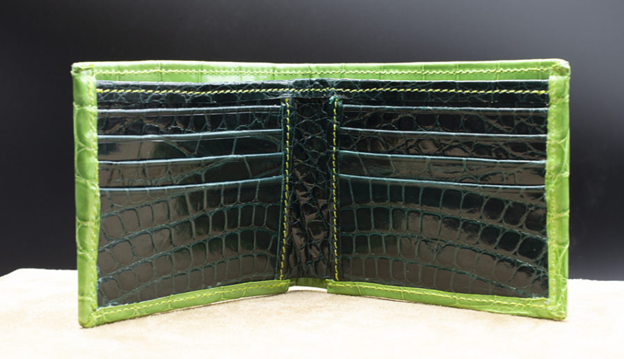 Lime and Dark Green “President” Full Alligator Wallet
