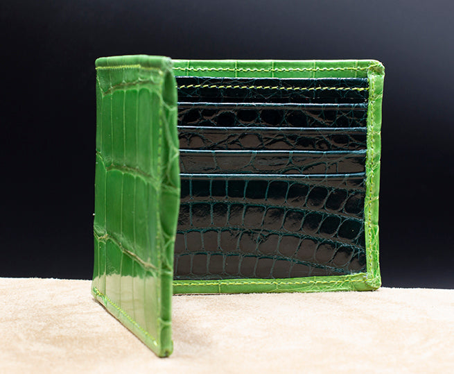 Lime and Dark Green “President” Full Alligator Wallet