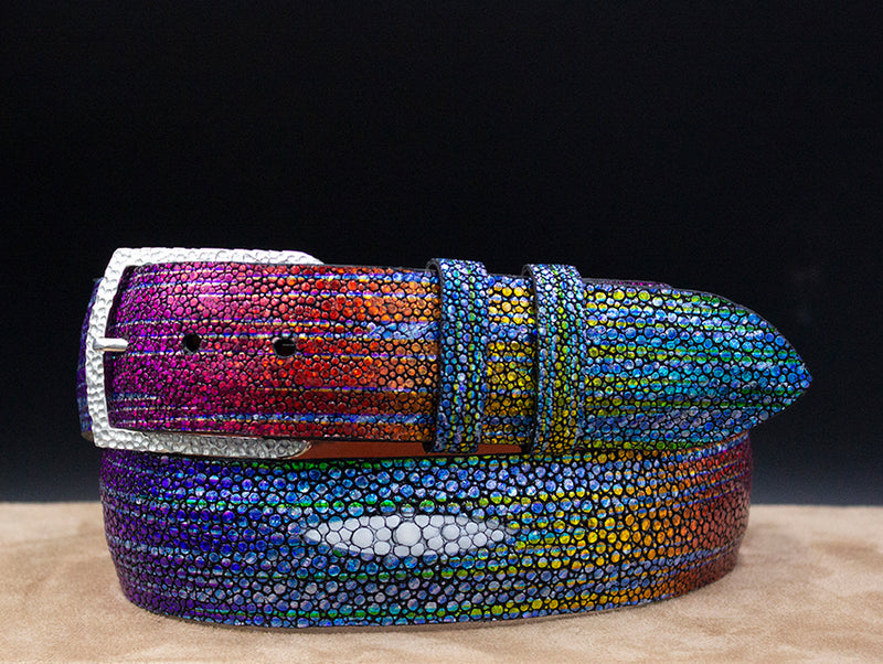 Multi Color Stingray Belt with "Joshua" Silver Buckle