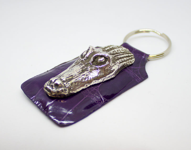 Sterling Silver and Purple Alligator Key Fob