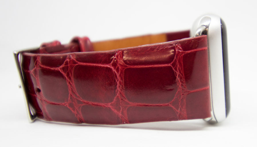 Red Glazed Alligator Watch Strap