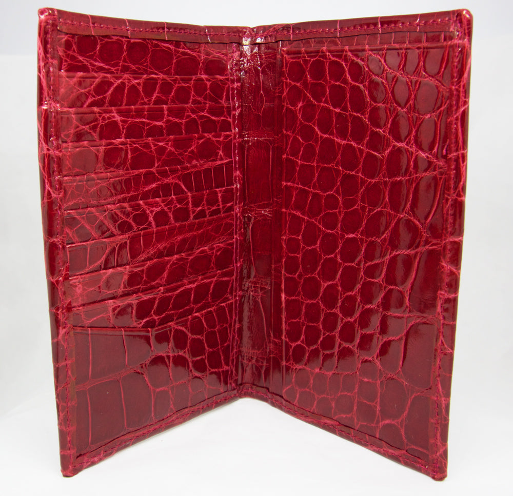 Red Pocket Executive Full Alligator Long Credit Card Holder Wallet