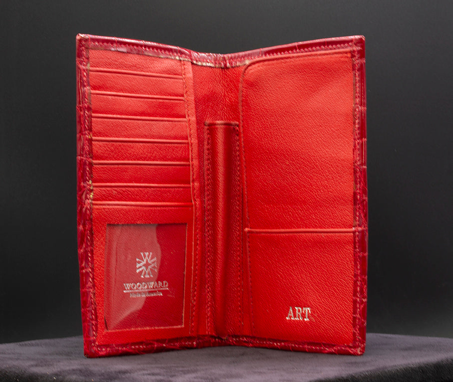 Red Alligator Checkbook Wallet