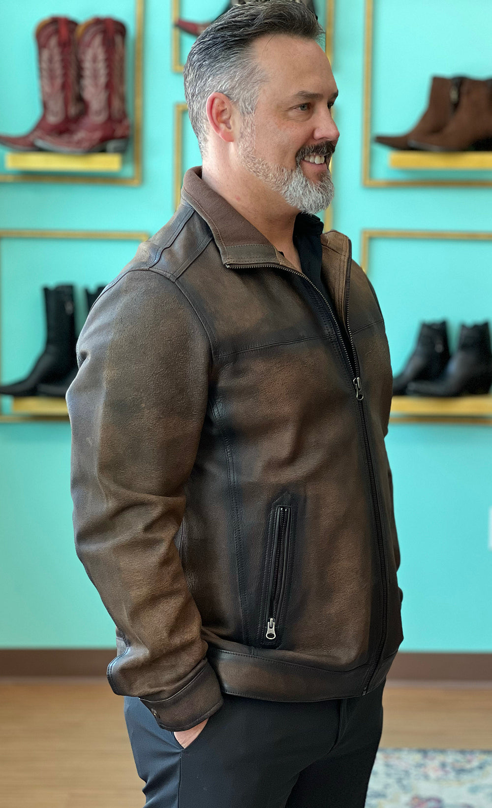Burnished Chocolate Leather Jacket