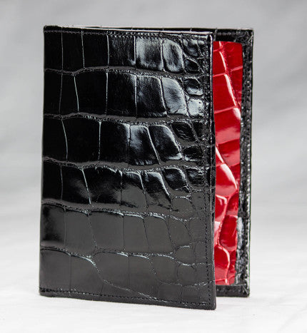 Black and Red Full Alligator Passport Wallet
