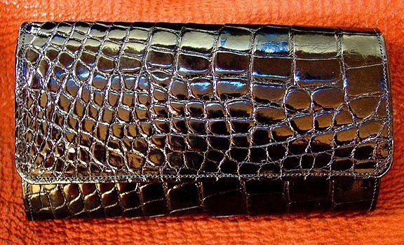 Black Alligator Women's Clutch Wallet