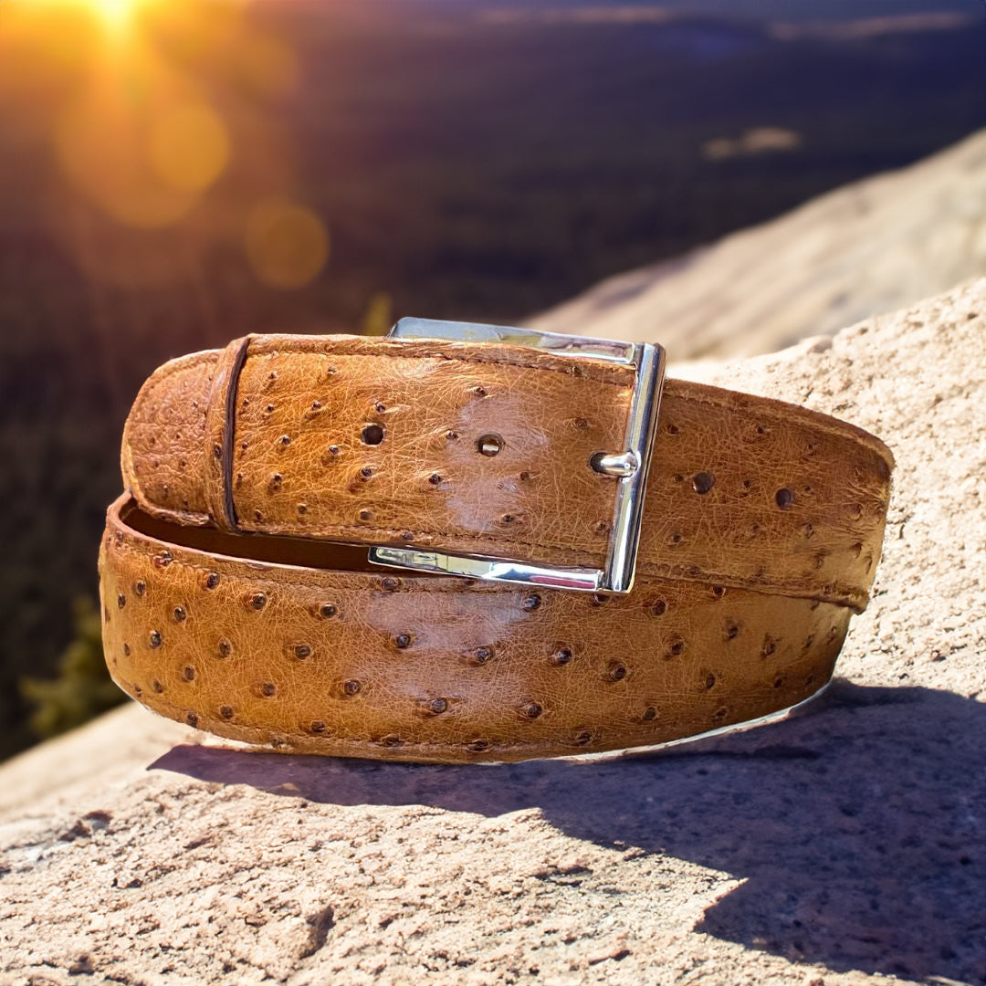 Brandy Ostrich Belt