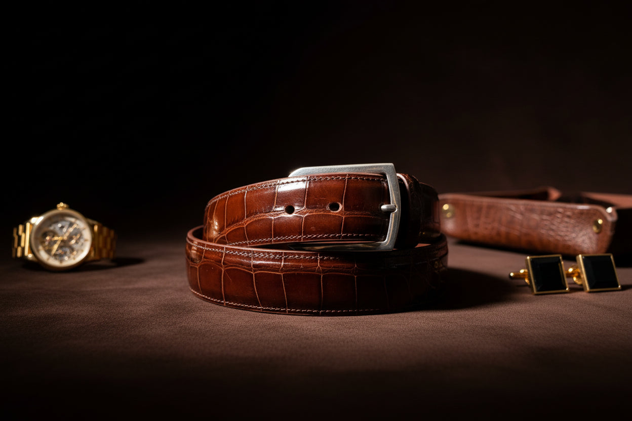 Glazed/Glossy Alligator Belt Strap