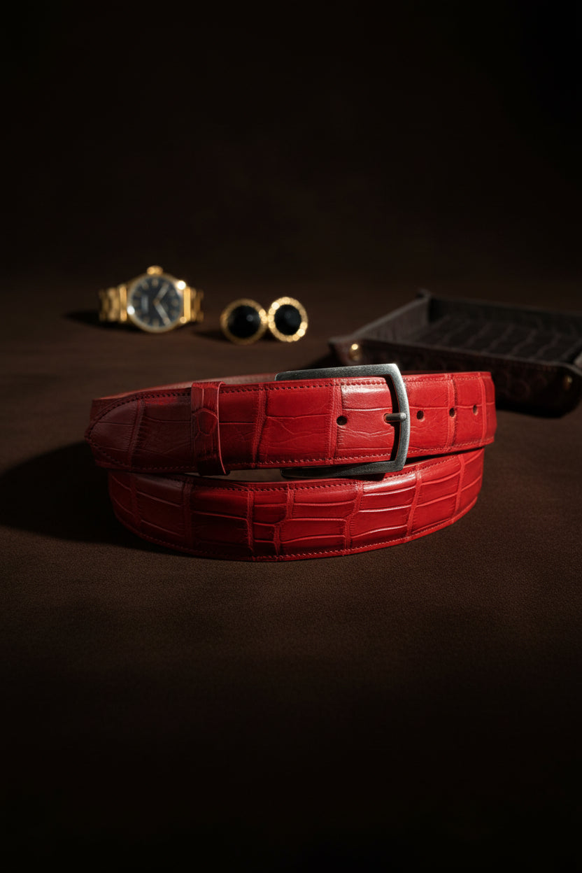 Matte/Soft Alligator Belt Strap With Complementary Buckle