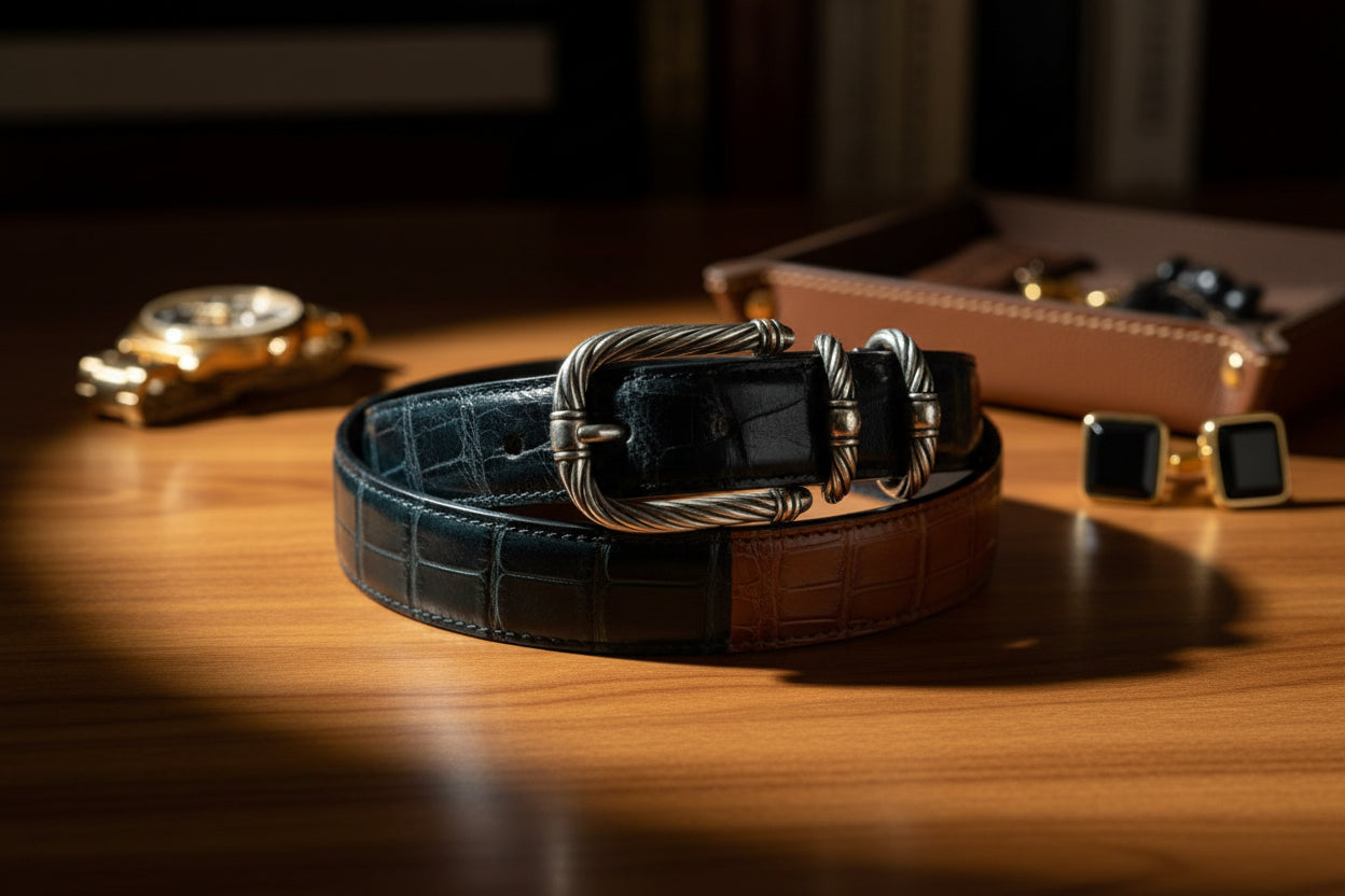 14k Gold and Sterling silver 4 Piece Silver Buckle Set