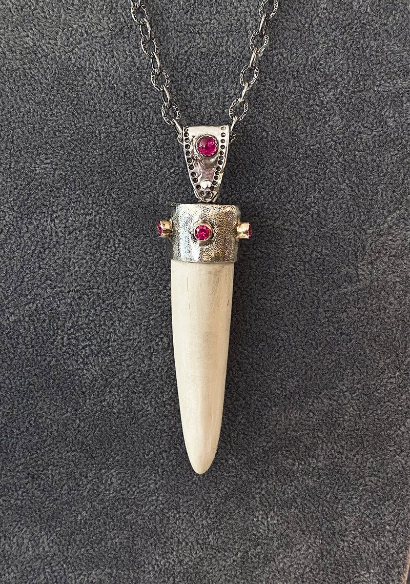 Mammoth Tusk Ivory and Ruby Pendant