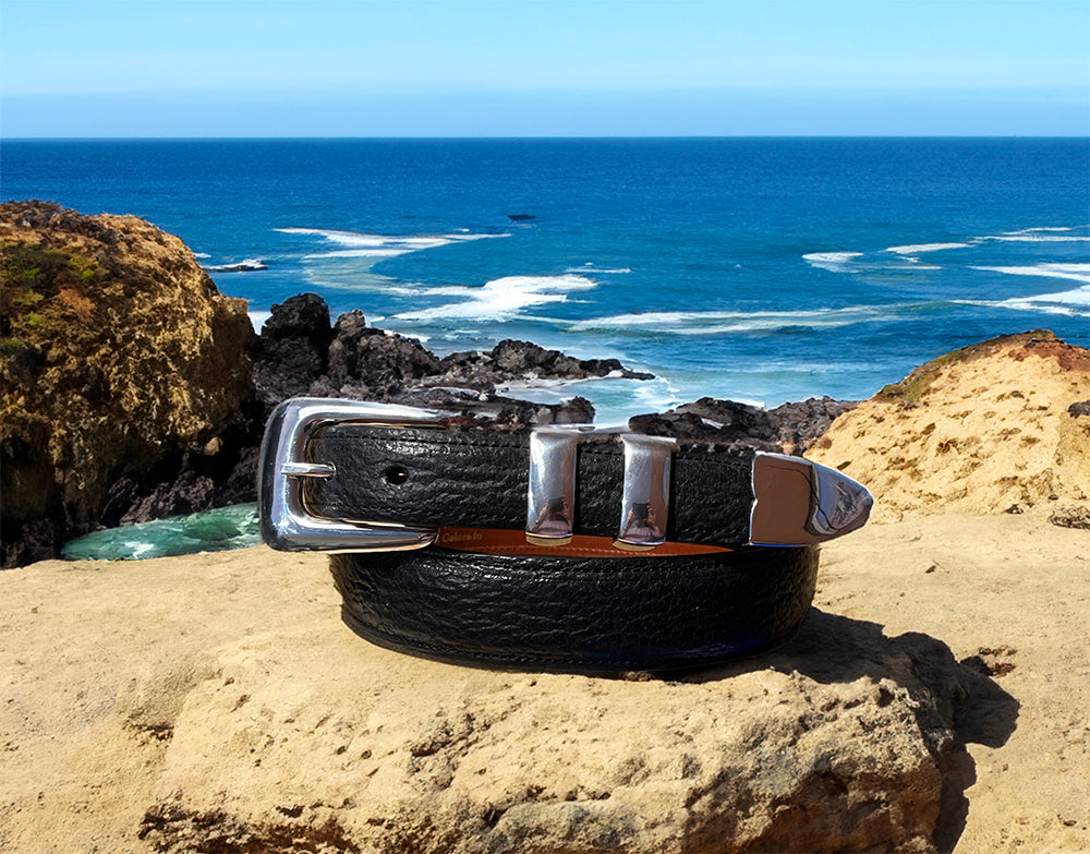 Vogt "New Yorker" 4 Piece Silver Buckle Set With Shark Belt