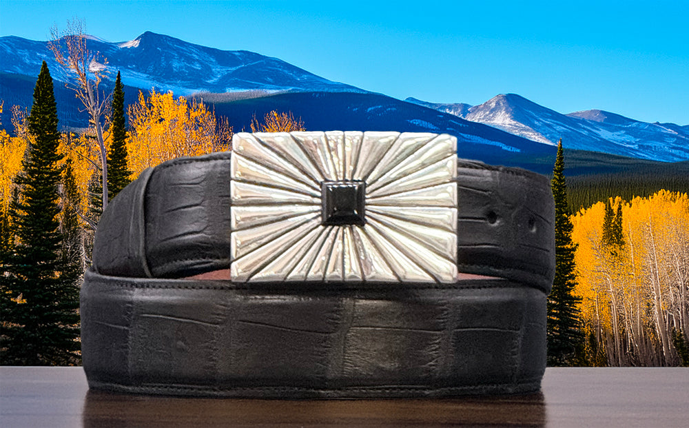 "Presidential" Sterling Silver and Black Jade Belt Buckle